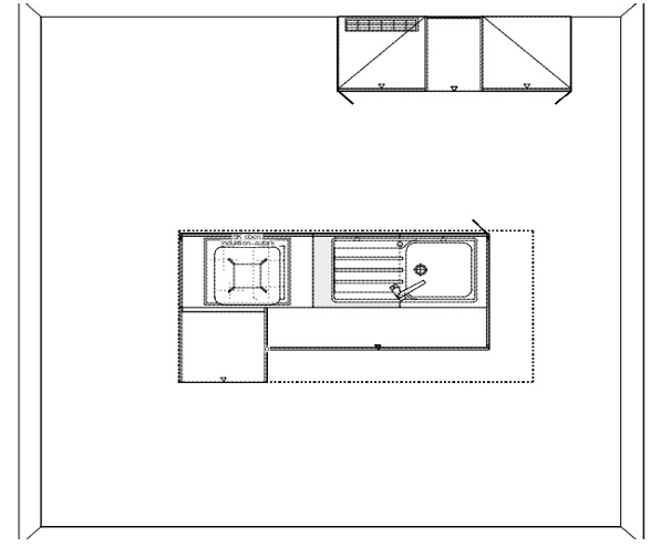 Grundriss Häcker Design Inselküche graphit