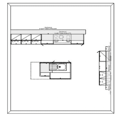 Grundriss Häcker Inselküche Ravenna schwarz