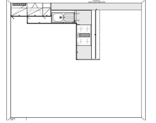 Grundriss Häcker L-Küche Scala Olivgrün